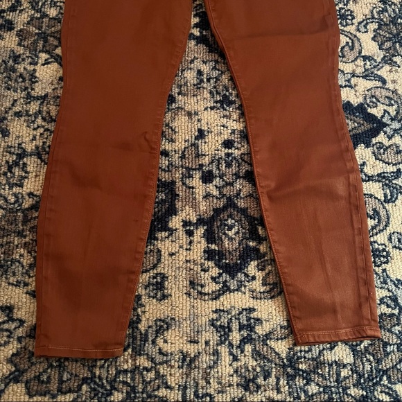 Alice + Olivia Donald Coated Skinny Jeans High Rise Waist Button Chocolate 30 - Picture 12 of 16